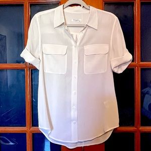 Equipment Femme Short Sleeve White Blouse Button Down